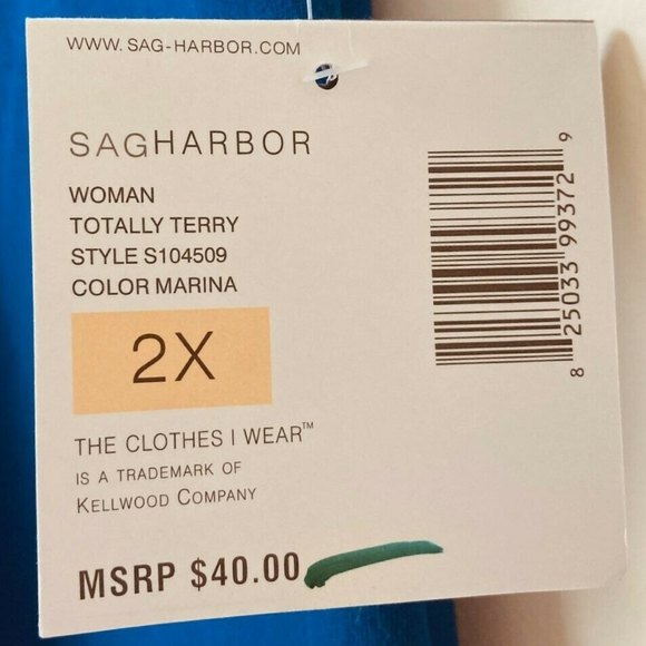 Sag Harbor Stretch Woman Pants Plus Sz 2X Blue Marina Elastic Waist Leg Graphic - Picture 8 of 12